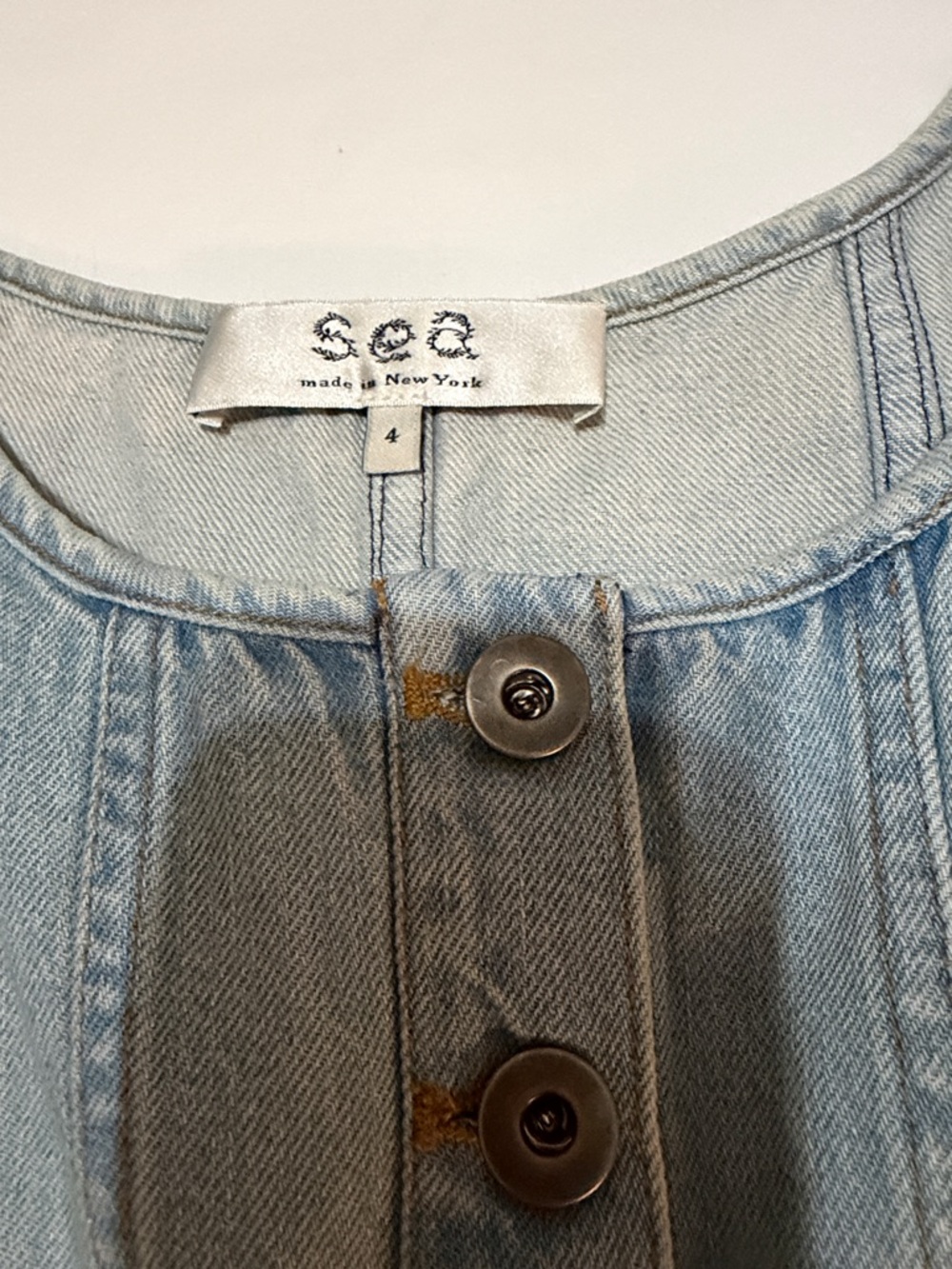 Sea New York Light Wash Two-Tone Denim Midi Dress 4 - Picture 4 of 10